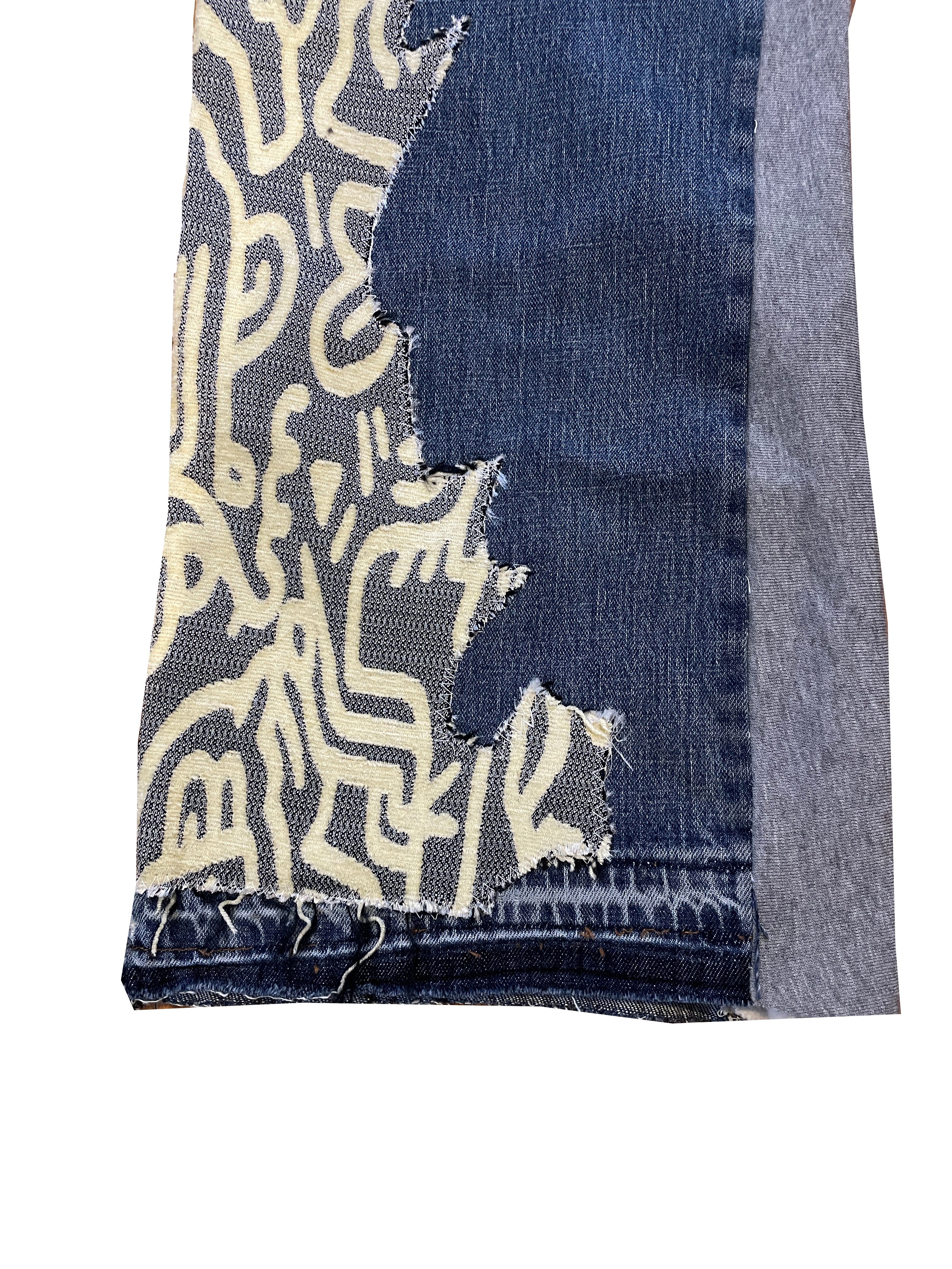 Arabian fleece flare patch jeans