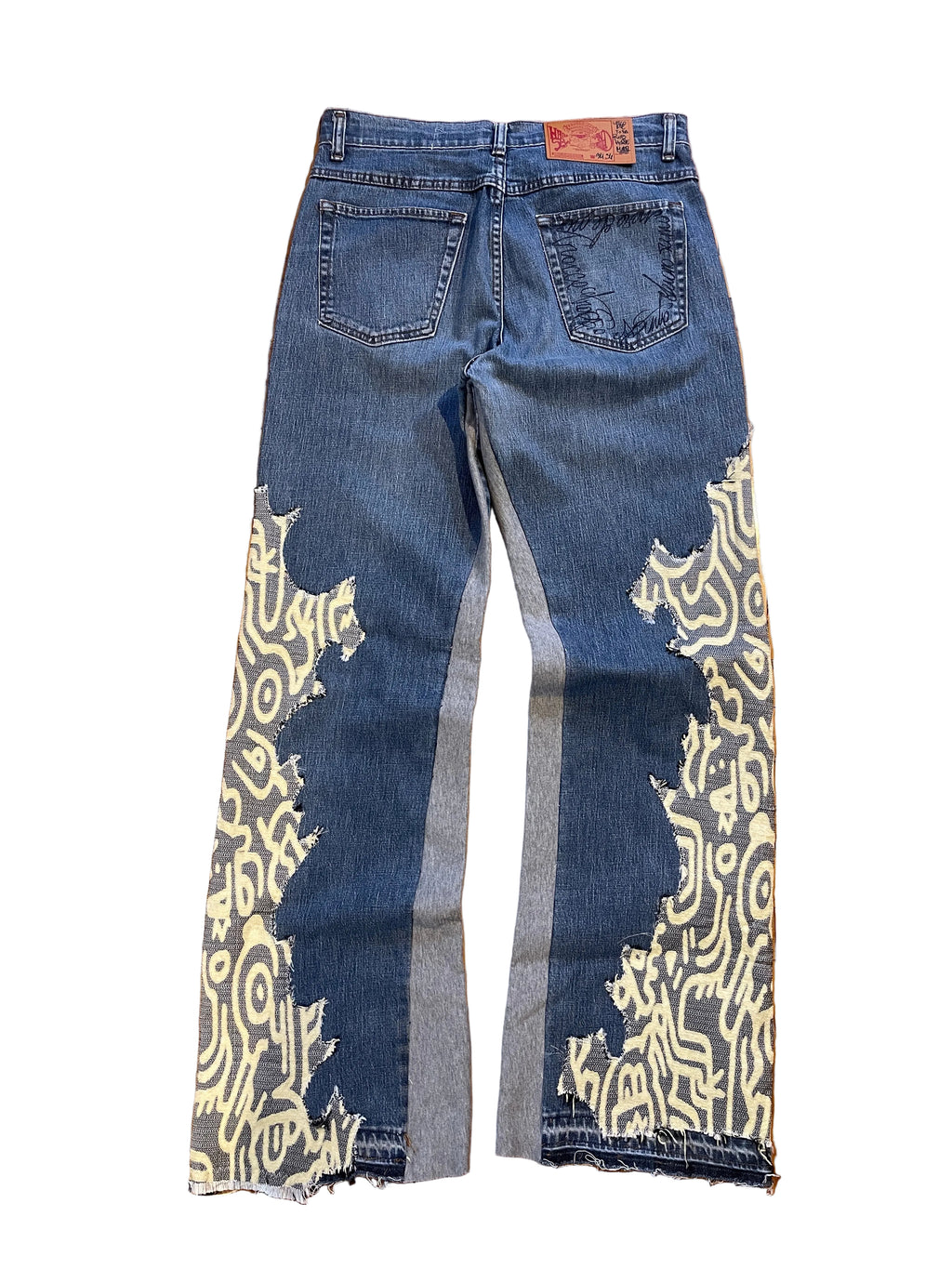 Arabian fleece flare patch jeans