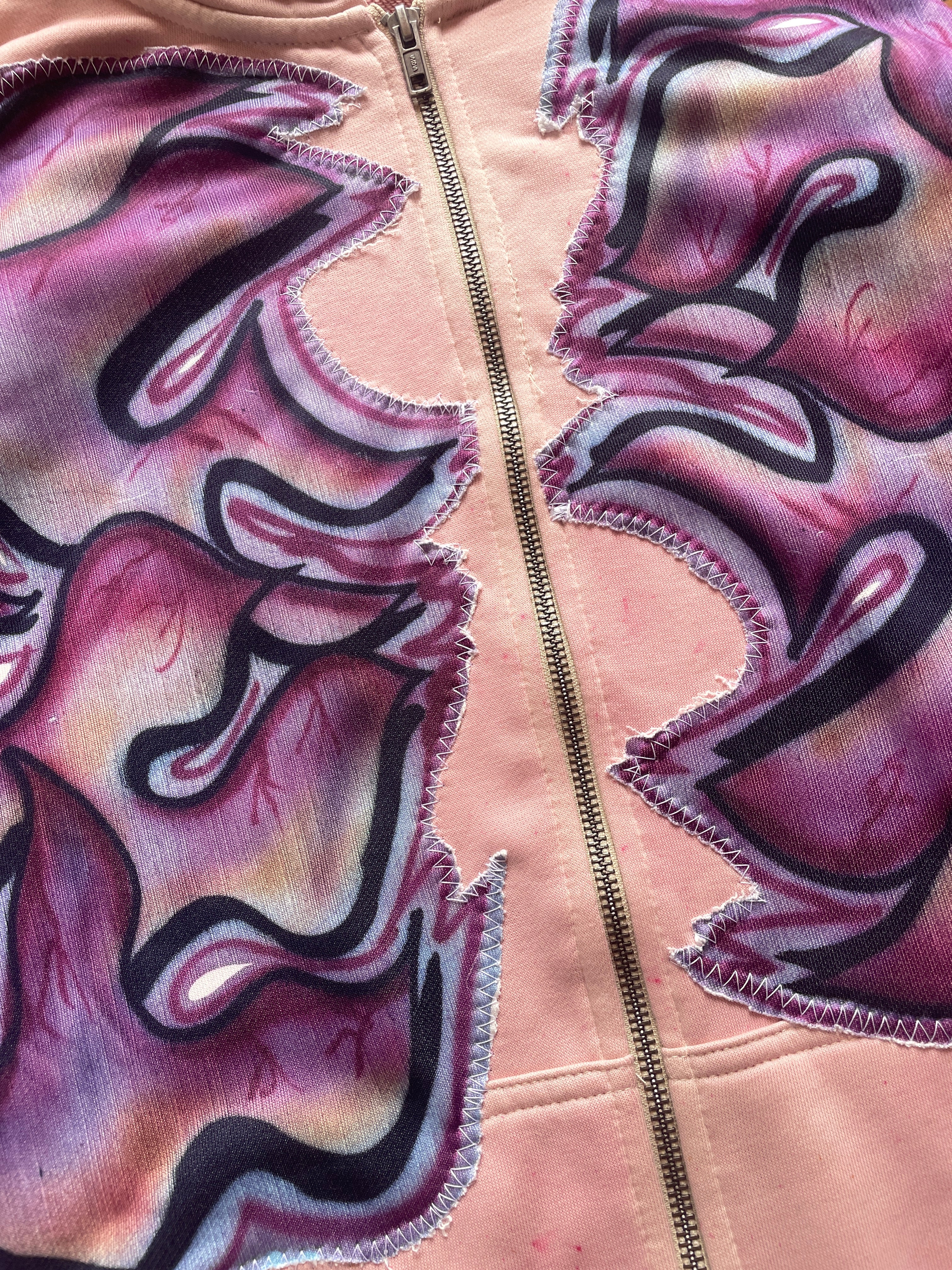 Super wide lightweight pink zip hoodie