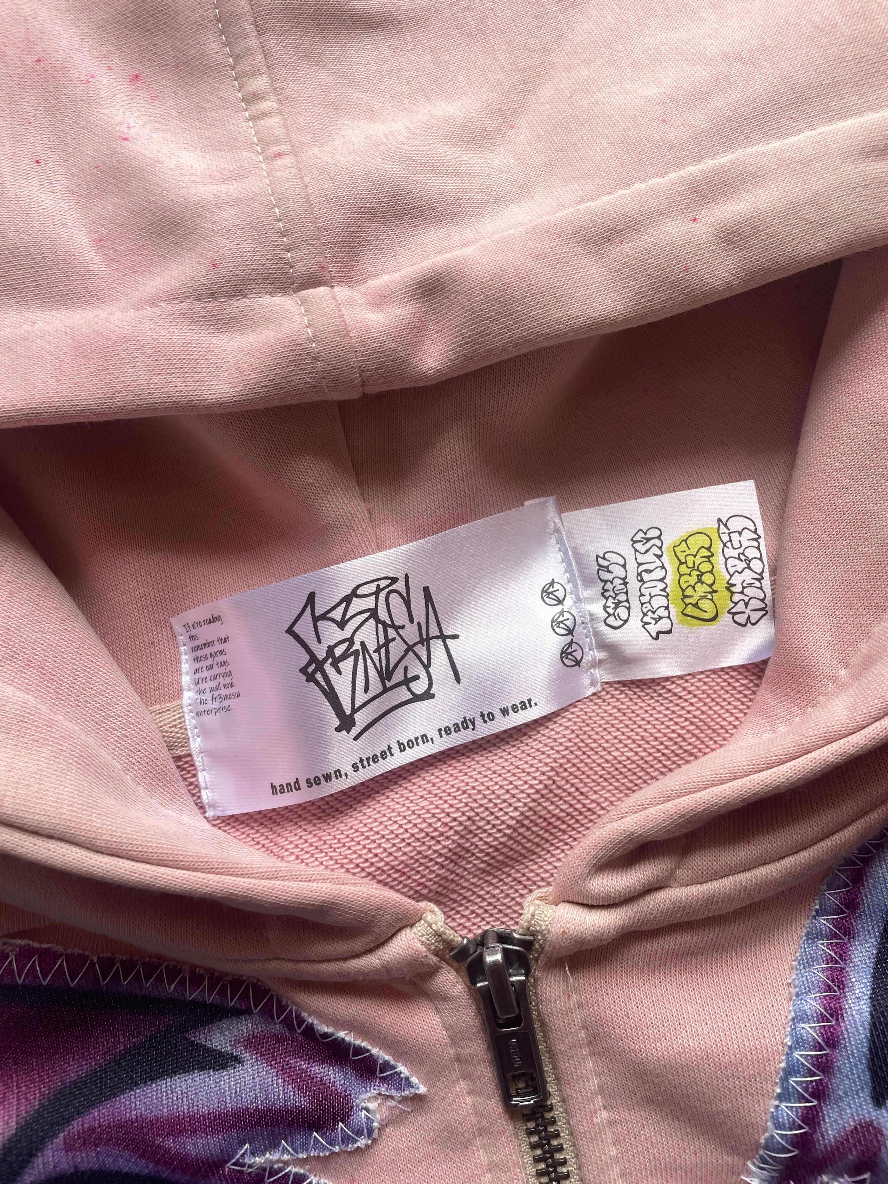 Super wide lightweight pink zip hoodie