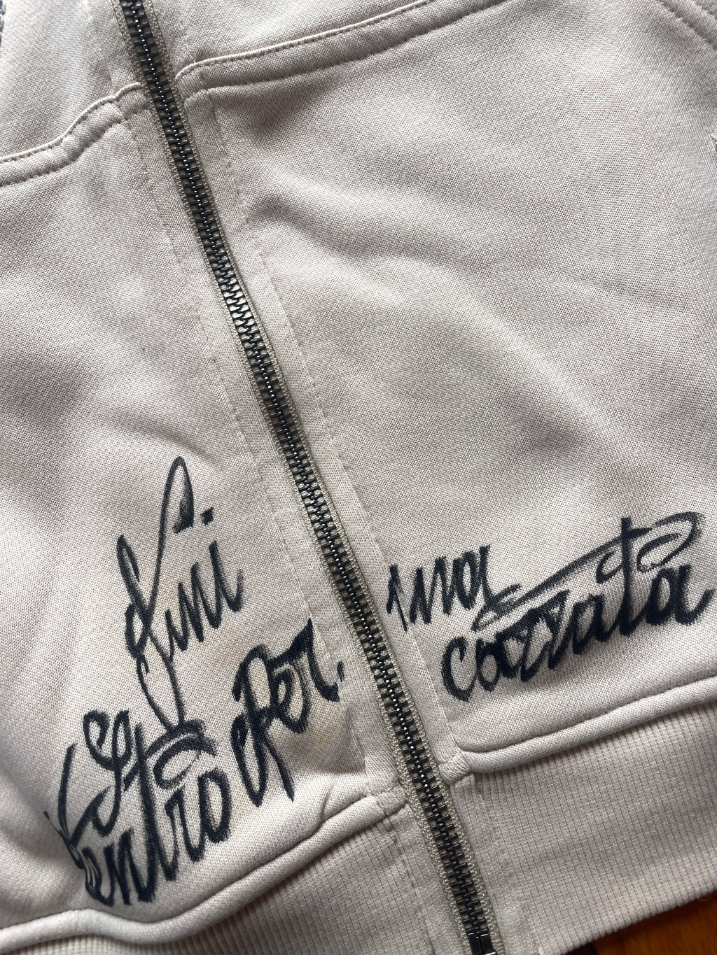 Super wide lightweight patchwork zip hoodie