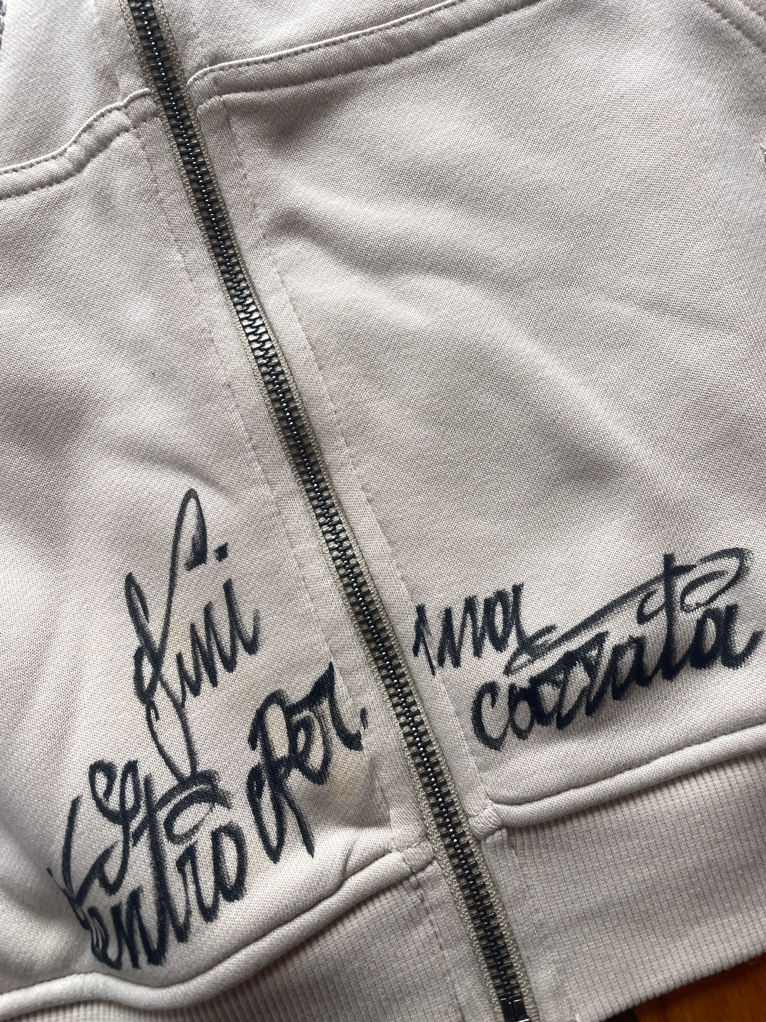 Super wide lightweight patchwork zip hoodie