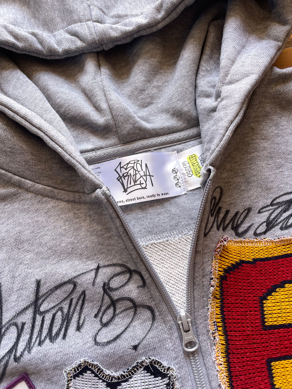 Upgraded letters patch zip hoodie