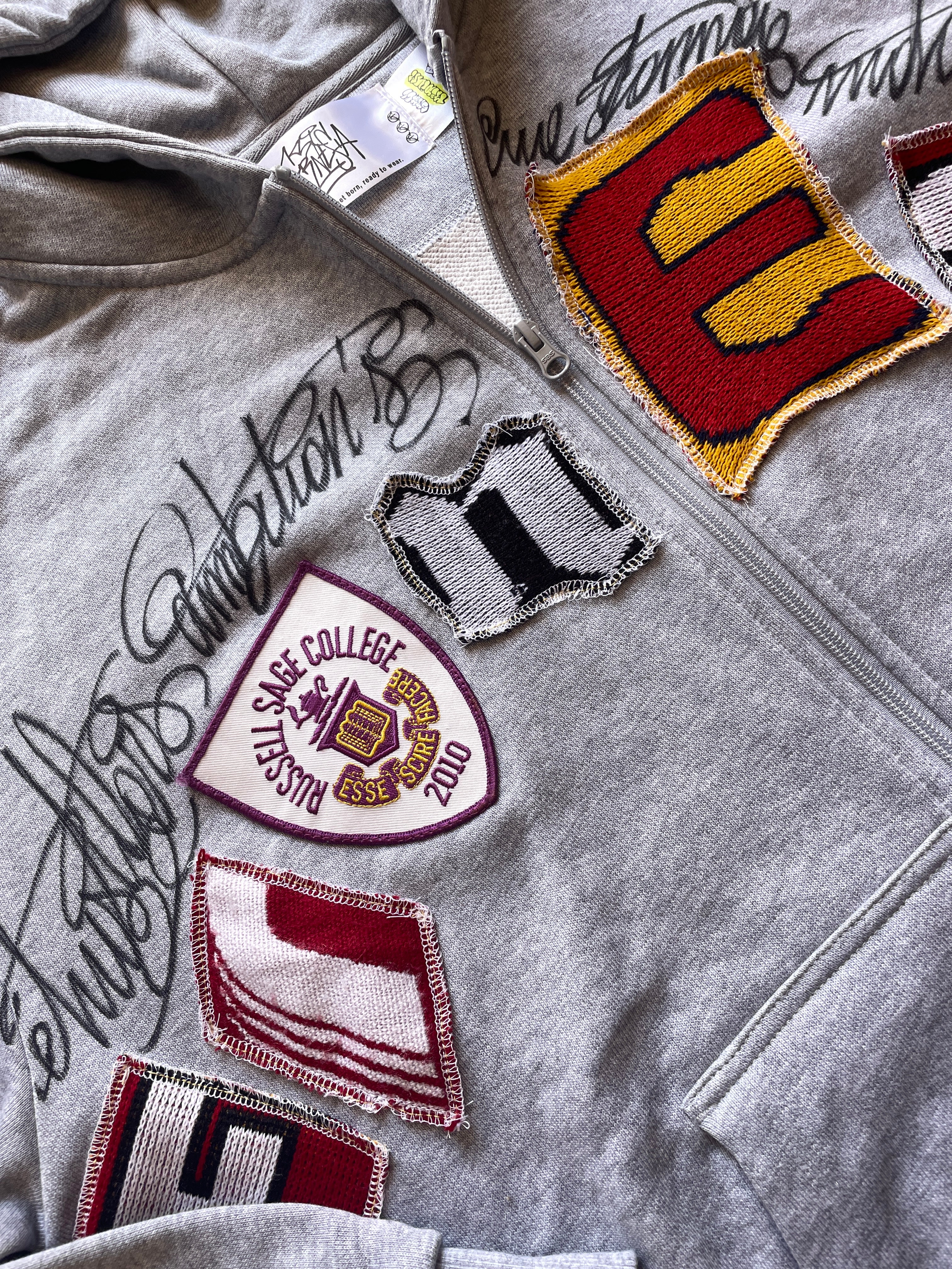 Upgraded letters patch zip hoodie