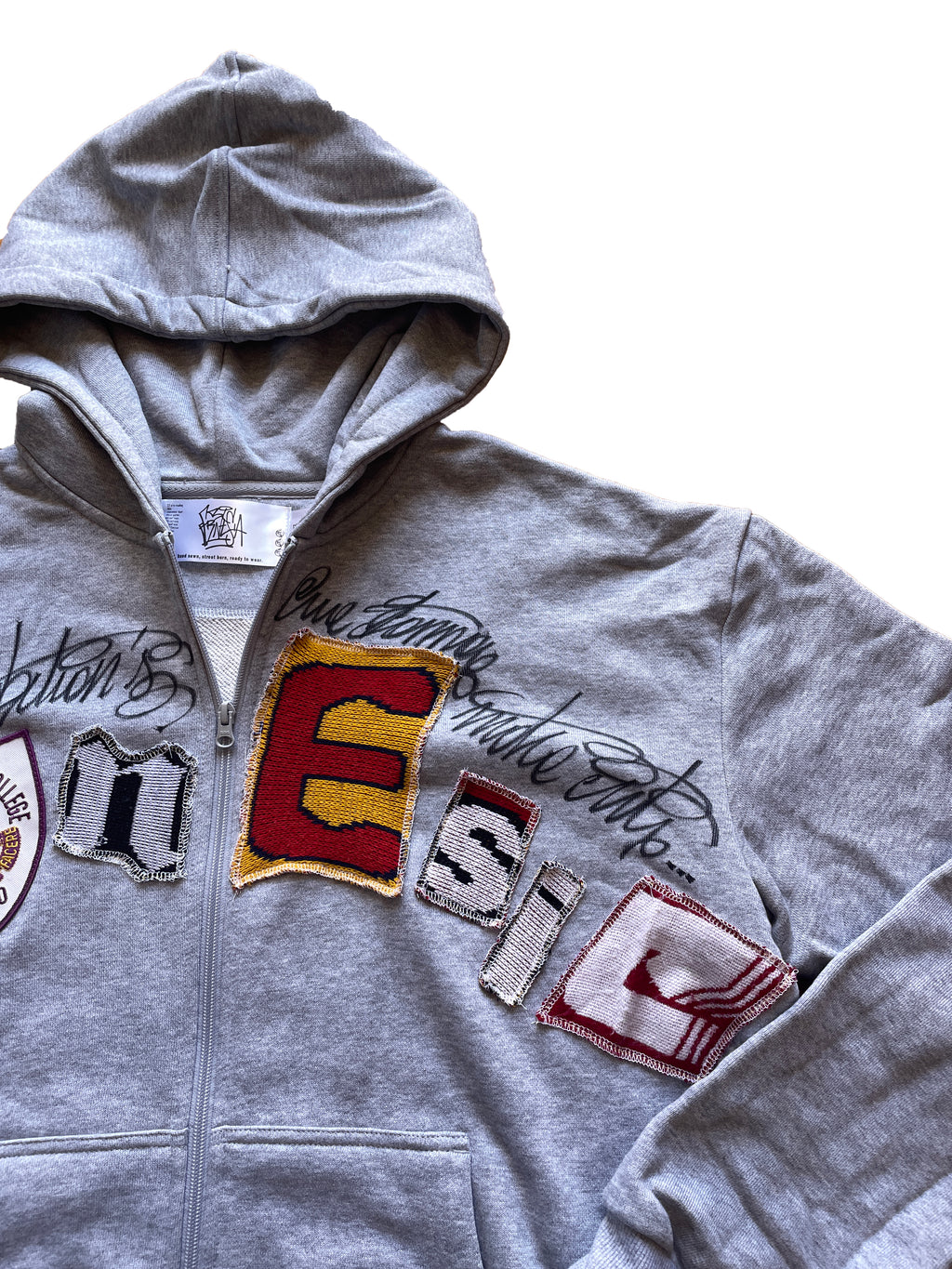 Upgraded letters patch zip hoodie