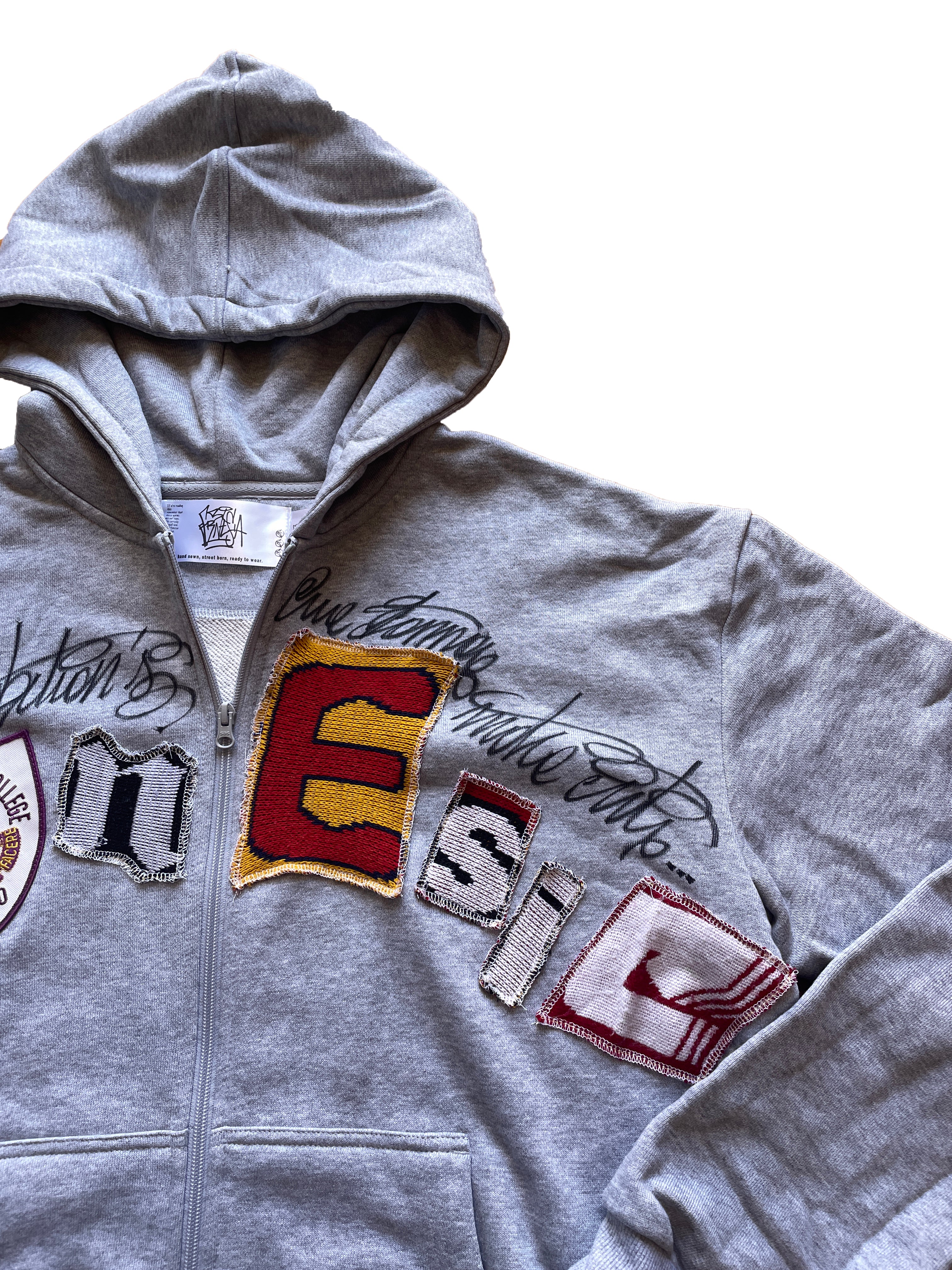 Upgraded letters patch zip hoodie