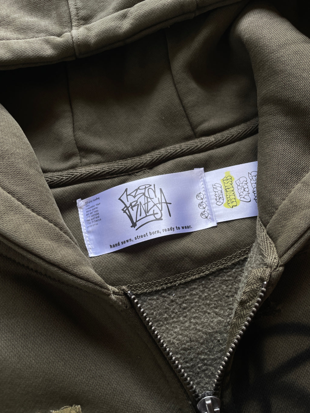 Military patches distress zip hoodie