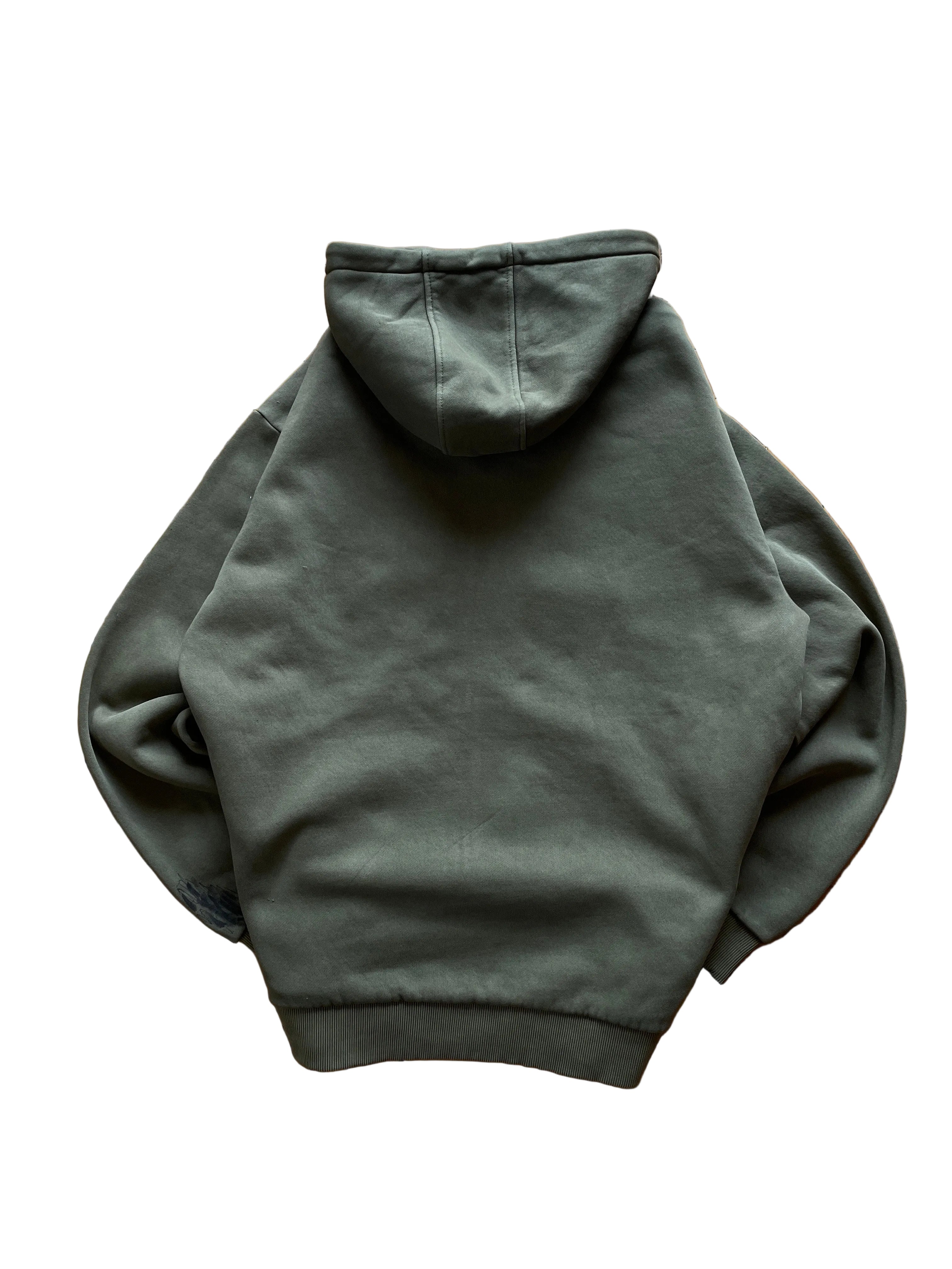 Military patches distress zip hoodie