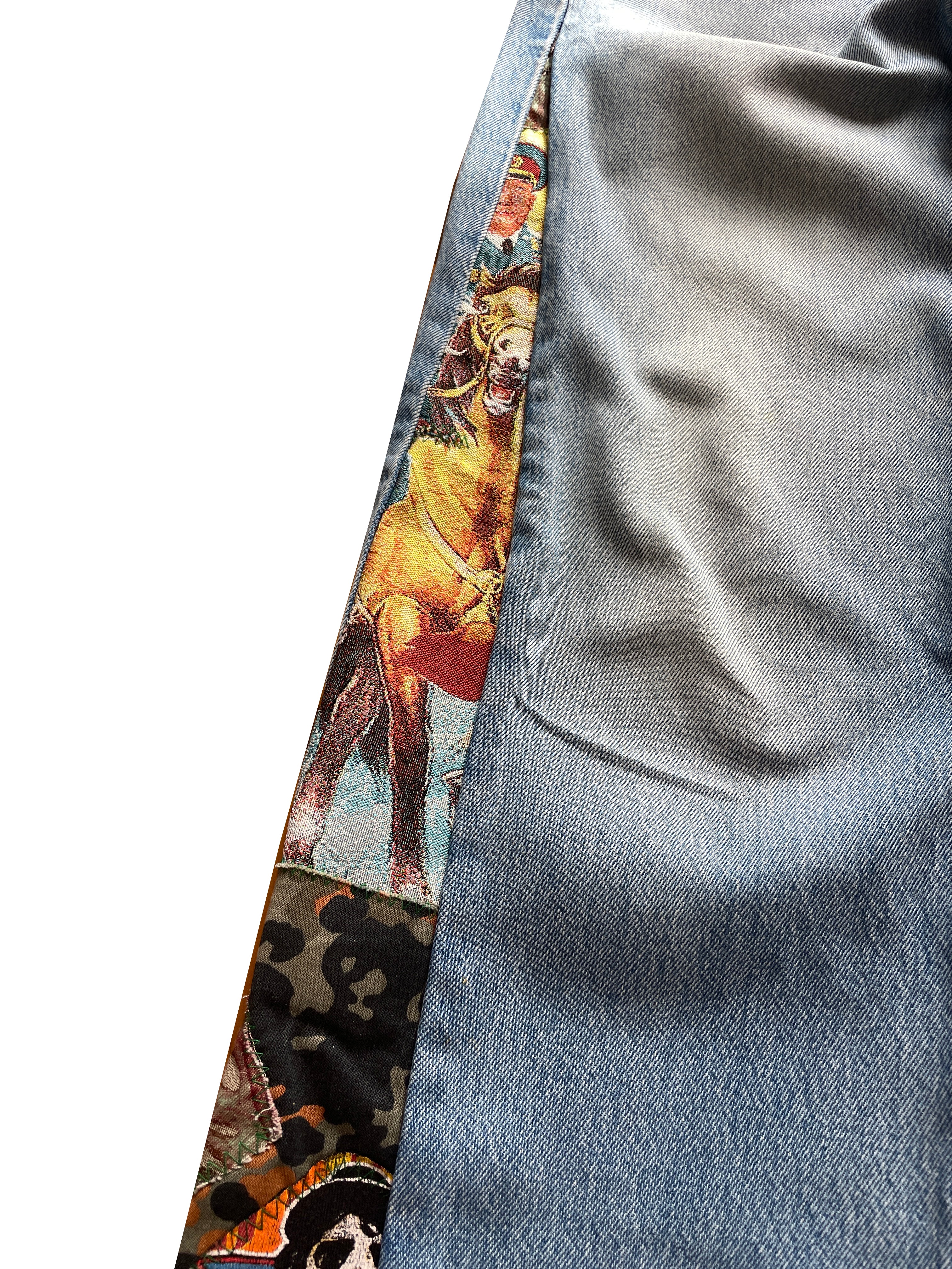 Sky camo flare jeans