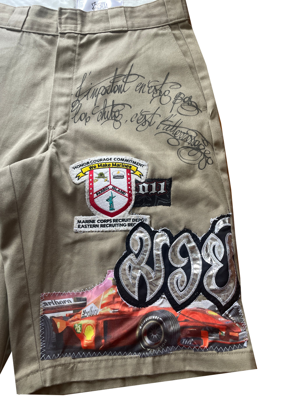 Thai Racer patchwork shorts