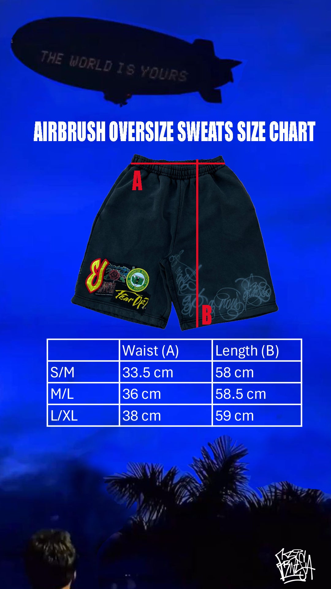Airbrush fleece stone washed shorts